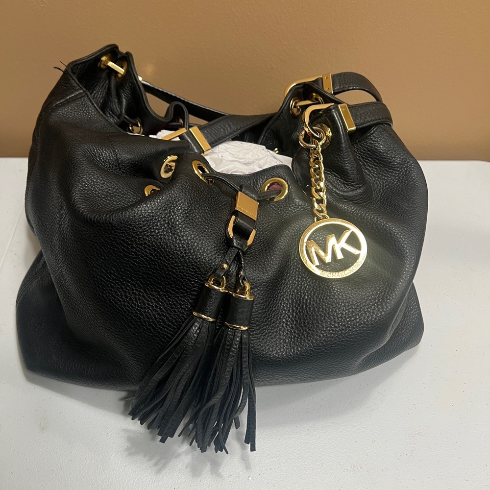 Michael Kors Black and Gold Hobo Bag